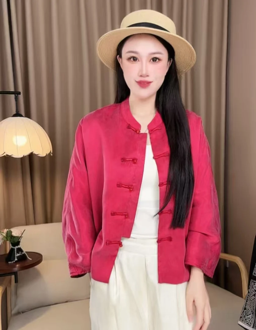 062重工红绿紫三色圆领开衫