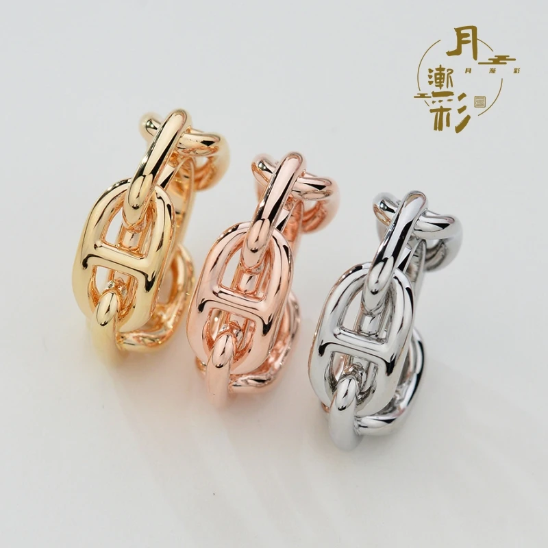 铜合金珐琅胸针 H高档猪鼻扣不勾丝高光简约单圈配饰丝巾扣