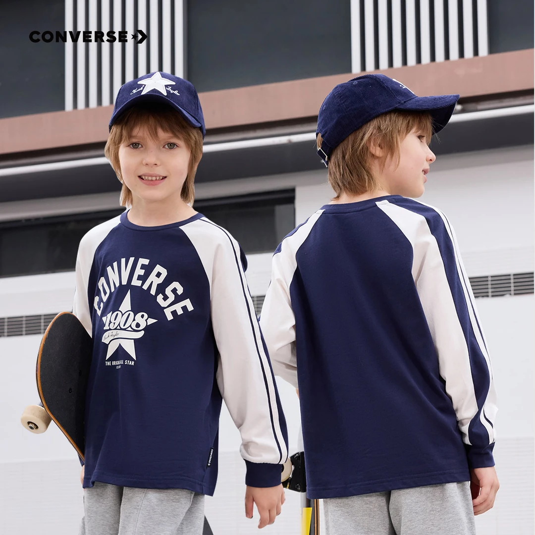 Converse匡威童装男童长袖T恤秋季大童拼接打底衫G551
