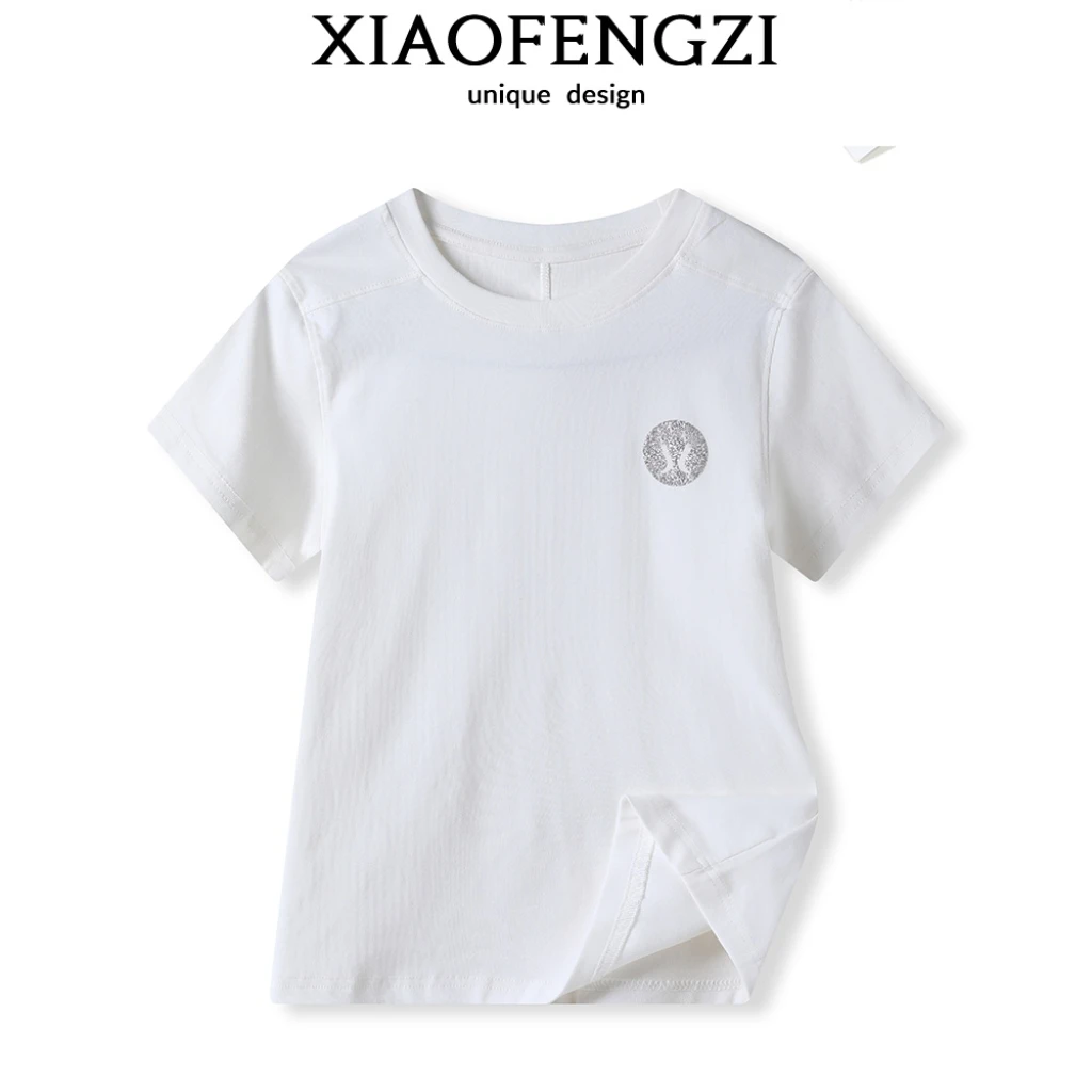 【白月光】夏季短款圆领T恤简约百搭舒适时尚修身打底女款上衣Xf1