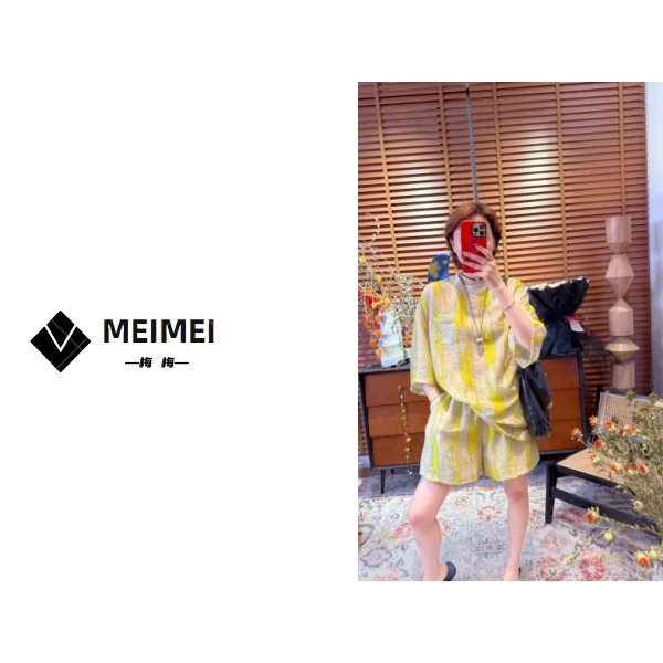 XMM【柠檬套装】气质长袖时尚宽松设计感夏季条纹甜美休闲HB6688261