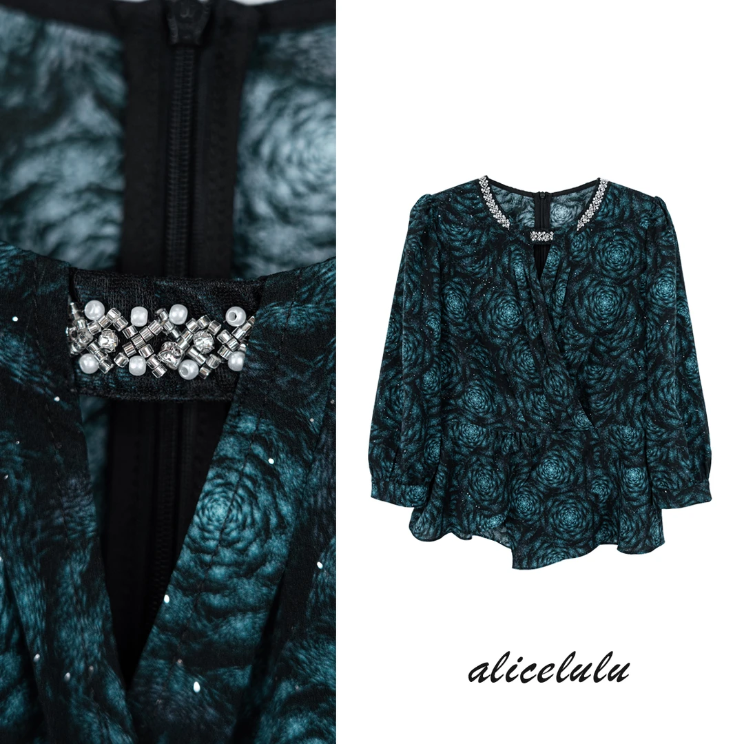 [alicelulu]轻奢时髦百搭印花上衣衬衫气质时尚减龄S2144331W