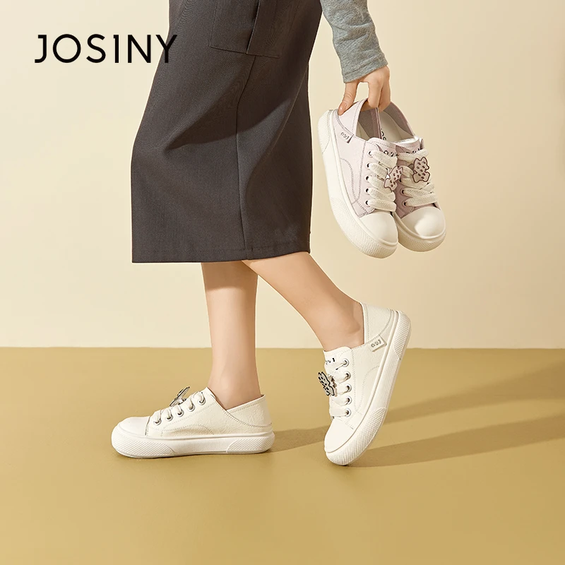 卓诗尼厚底小白鞋女2025春季新款百搭圆头增高休闲板鞋增高运动鞋