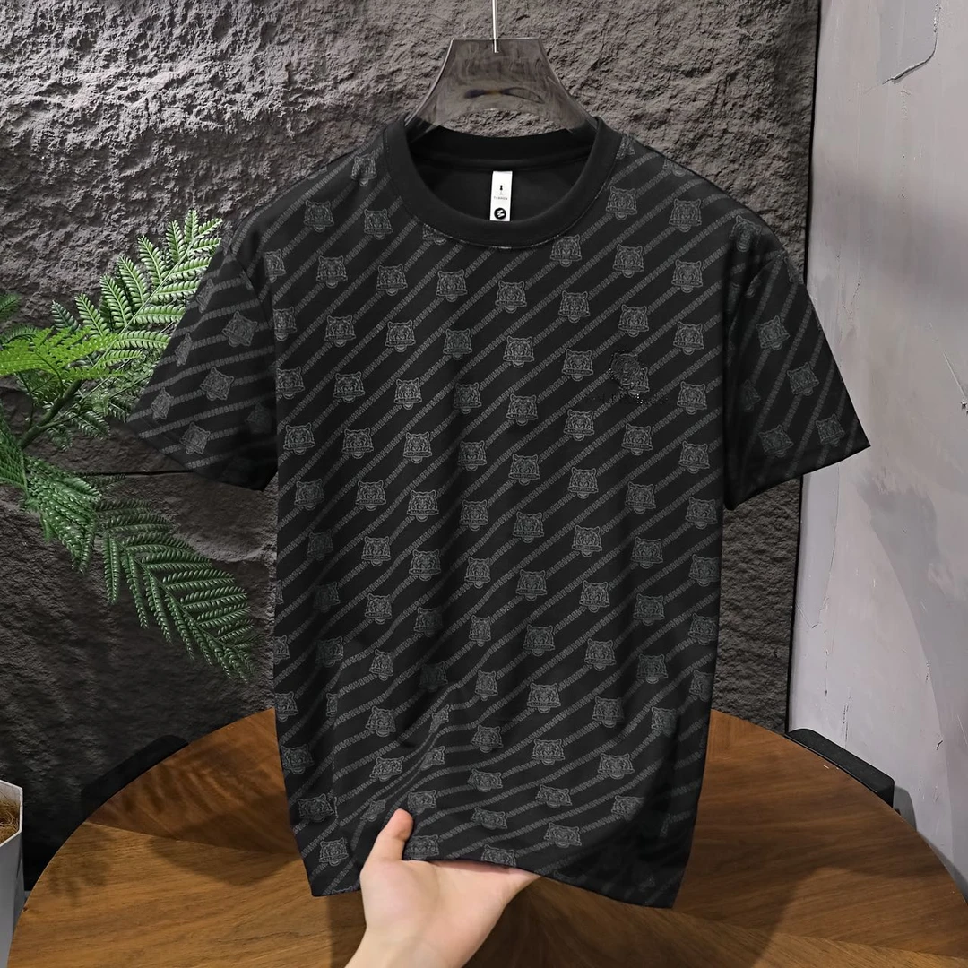 2025夏季男士新品休闲潮流刺绣百搭薄款半袖时尚短袖圆领印花T恤