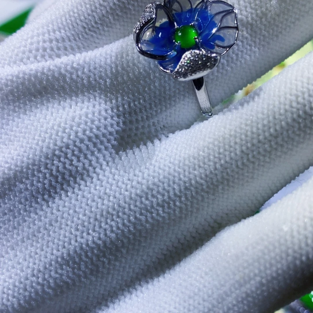 翡翠银S925镶嵌耳饰