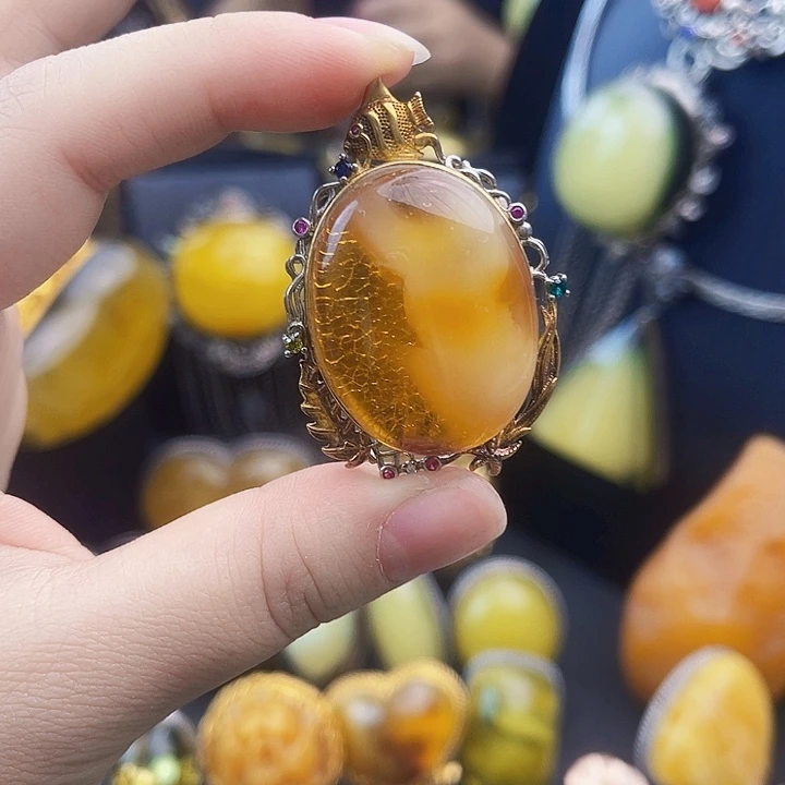 琥珀银S925镶嵌裸石