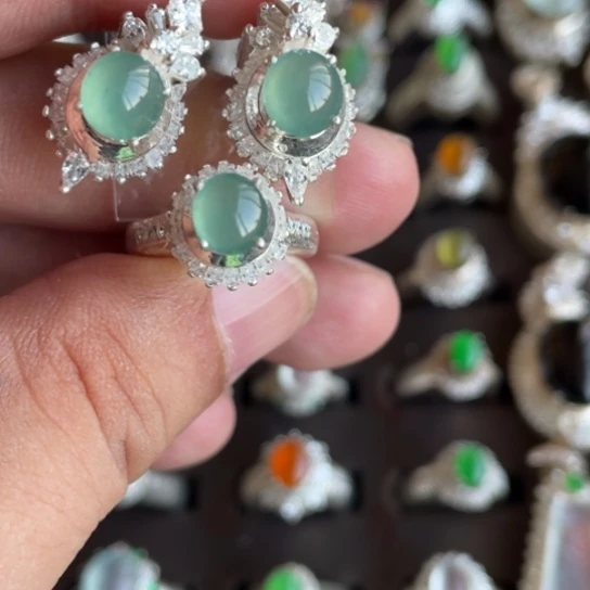 未镶嵌定制翡翠耳钉7.1-6.5-3.1