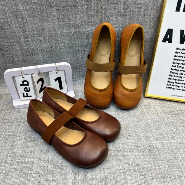 1813春夏新款真皮浅口玛丽珍鞋圆头休息时尚女鞋
