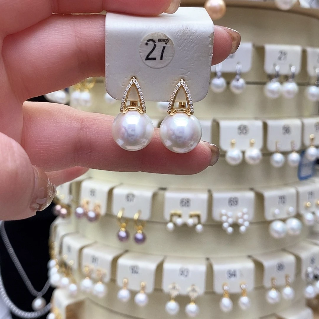 淡水珍珠耳饰银S925镶嵌