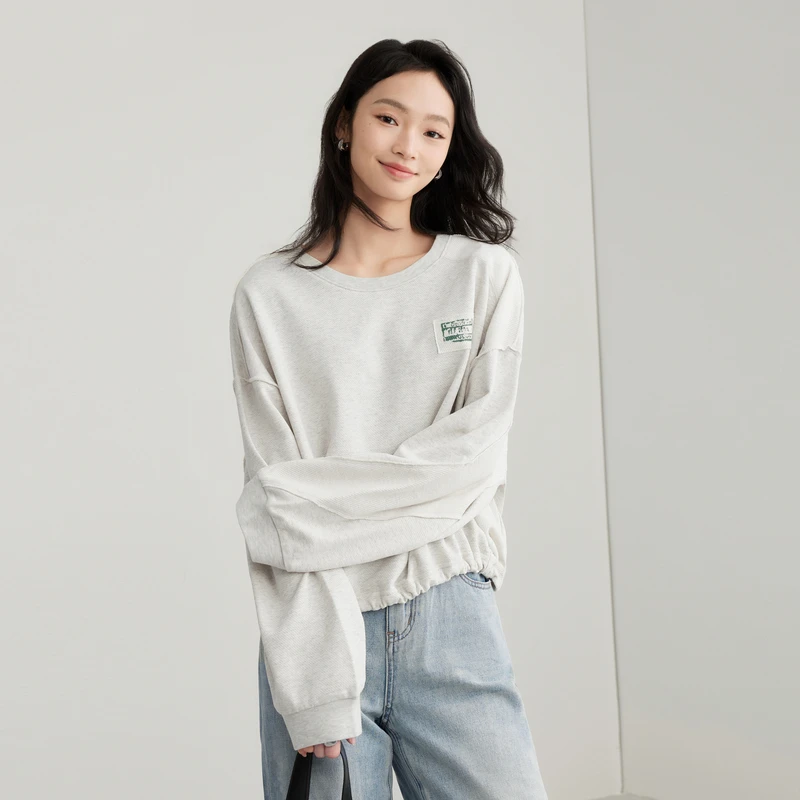 【艾w】港味上衣复古宽松长袖卫衣2025春新款撤柜女装