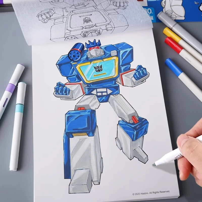 变形金刚涂色本蒙纸画儿童3-6岁宝宝入门启蒙画画本简笔画临摹本