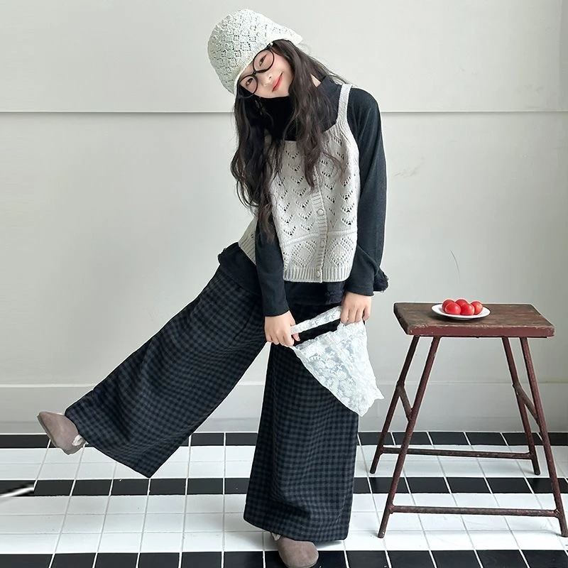 女童针织马甲三件套秋季2025新款儿童秋装洋气韩系女大童早秋套装