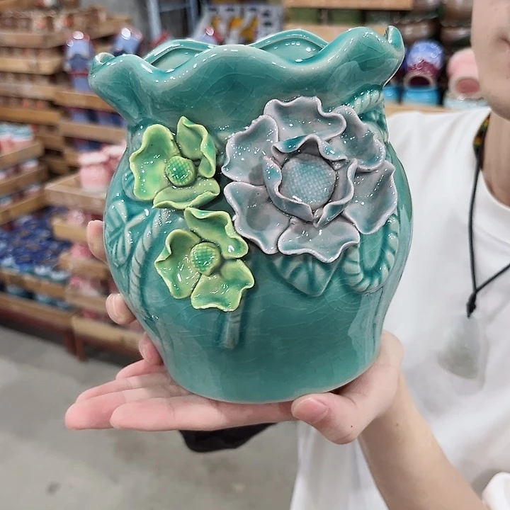 有孔.凑单10元陶瓷花盆发货！
