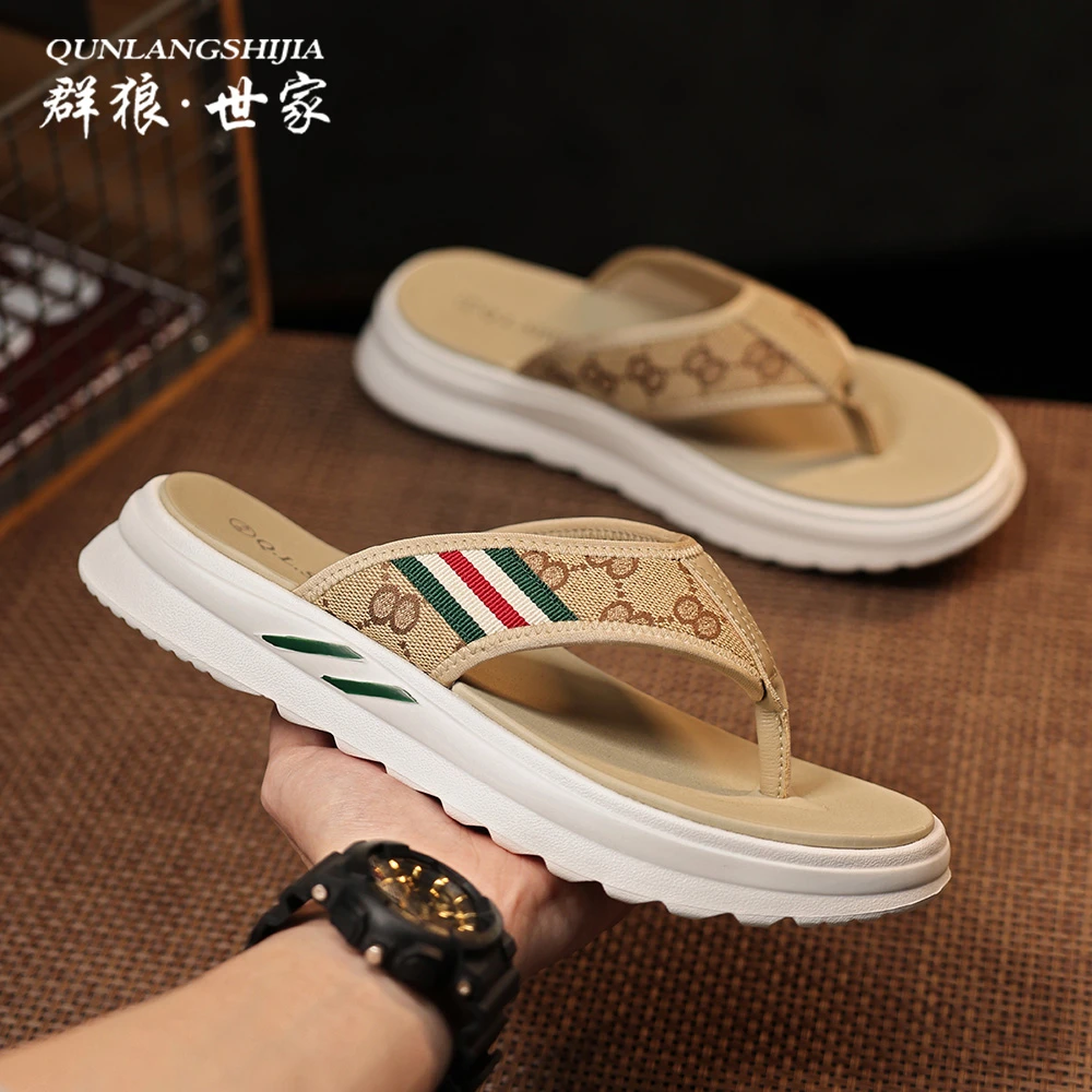 群狼·世家欧若风人字拖夏季轻奢网红厚底拖鞋百搭软底韩版凉拖潮