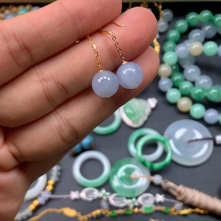 翡翠18K金镶嵌耳饰