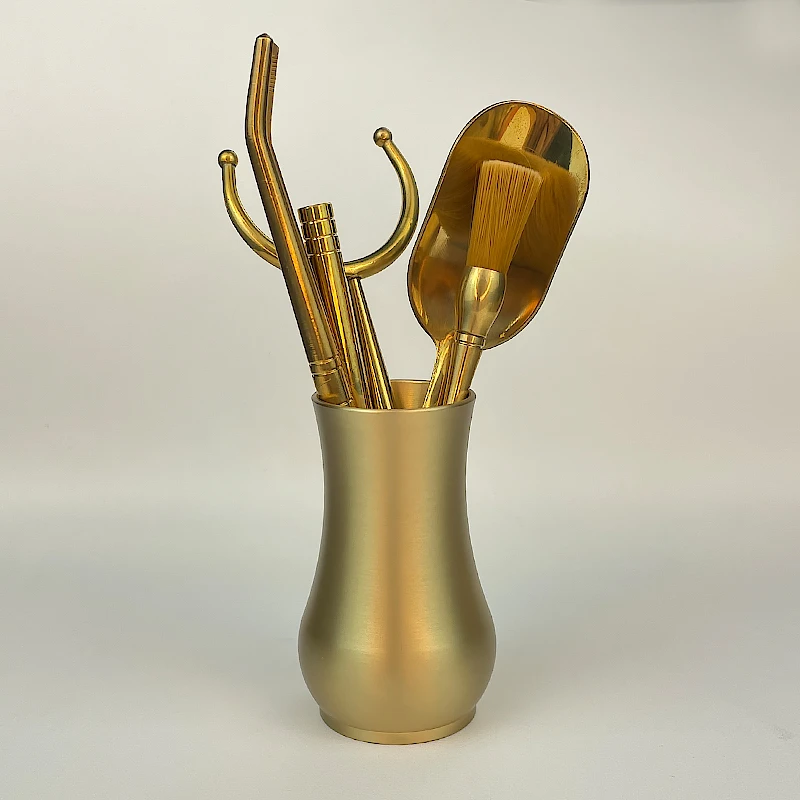 黄铜茶道六君子茶桌摆件