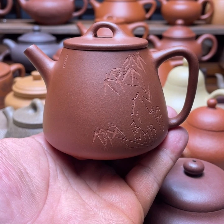 茶壶紫泥宜兴紫砂壶半手工高石瓢，160cc