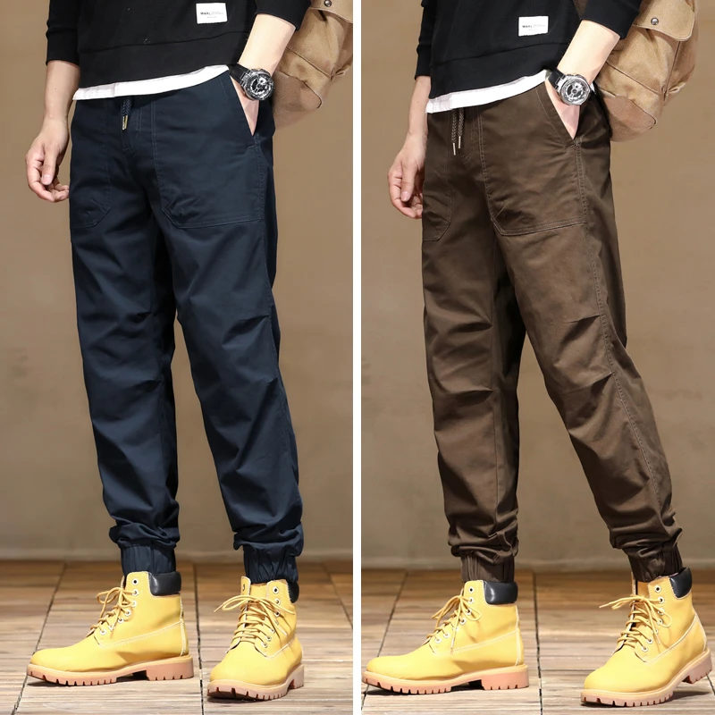 春季上新休闲裤男士春秋款宽松弹力工装裤束脚裤松紧长裤 BJ2399