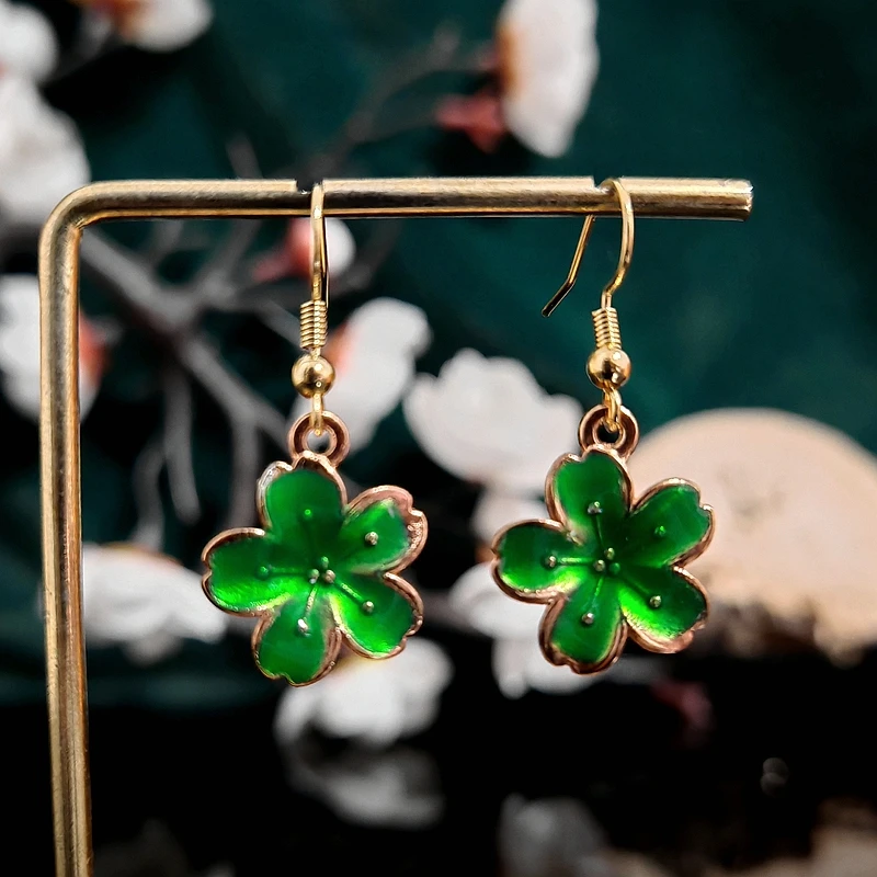 多吉米碧缕青樱复古新中式原创高级感耳环无耳洞耳夹耳饰配汉服