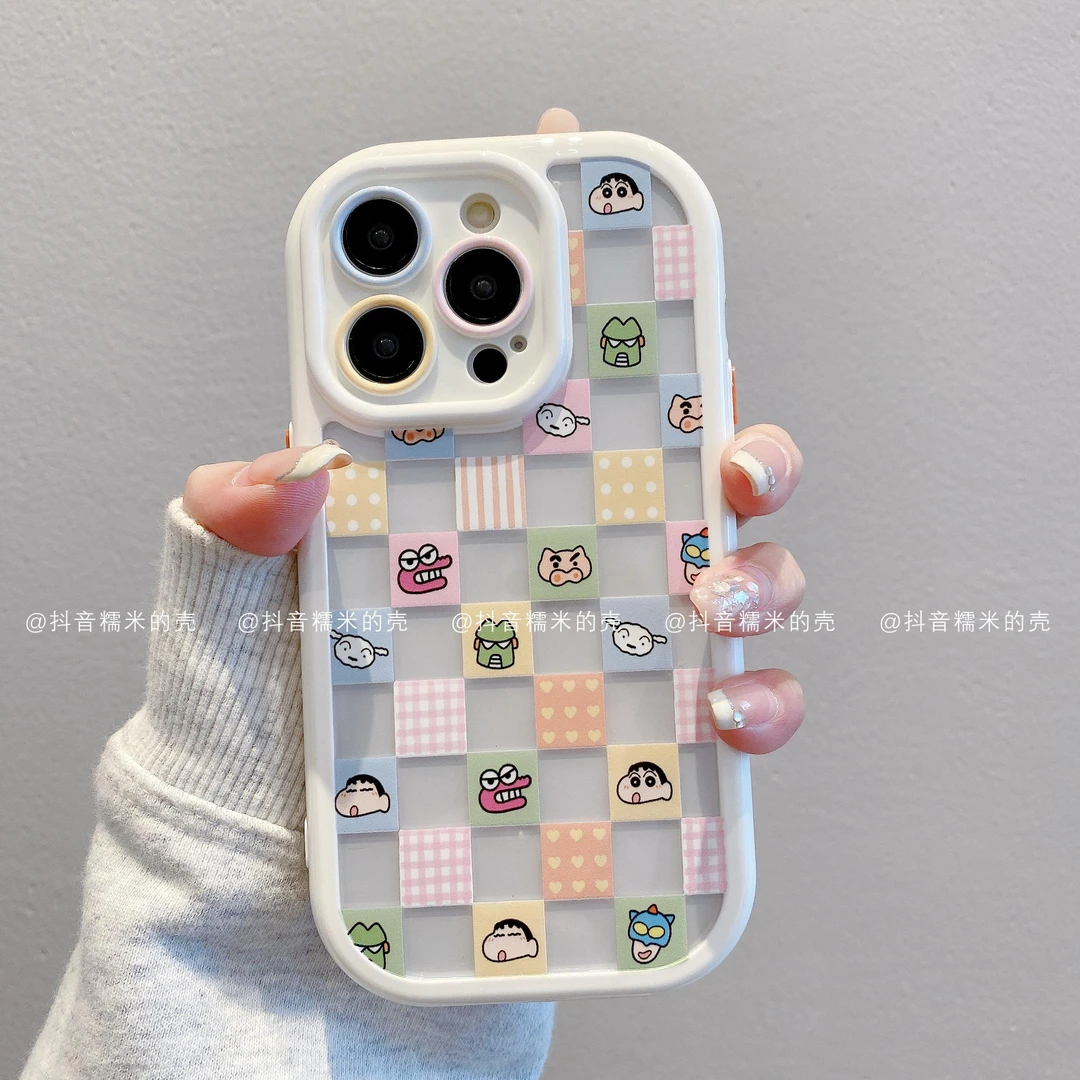 （苹果）奶油壳适用苹果16promax/15/14/13/12/11方块小新潮手机壳