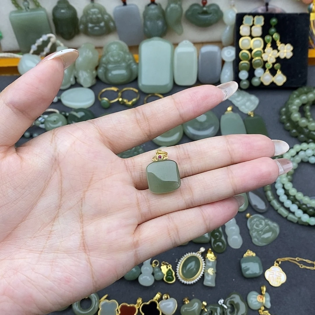 吊坠(不含链)银S925镶嵌和田玉