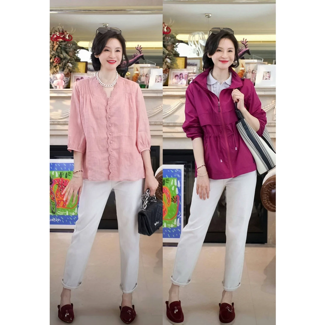 RuienCo.牛仔神裤 美国康龙牛仔舒适透气夏中高腰锥形裤