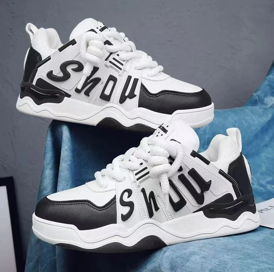 【微瑕疵，微脏】23588潮流失序混搭风男女百搭小白鞋板鞋