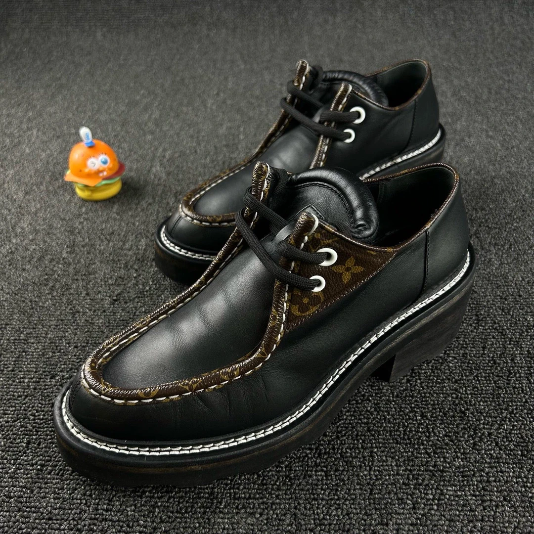 95新 LouisVuitton/路易威登 厚底乐福鞋39.5码 老花设计 HB3894