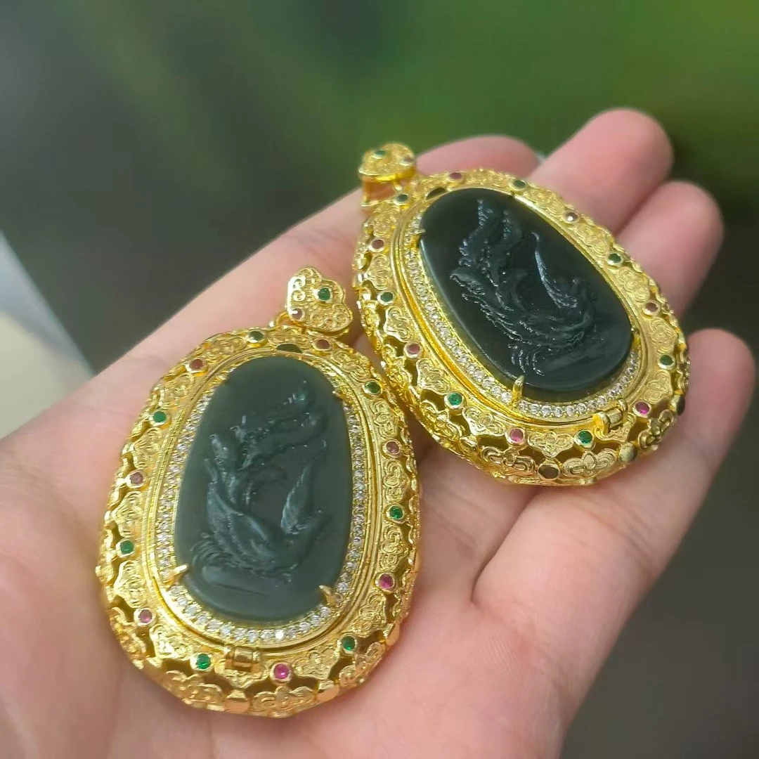 HT4510（玉夫人）和田玉墨玉吊坠-配链-多样性发货只发一件-