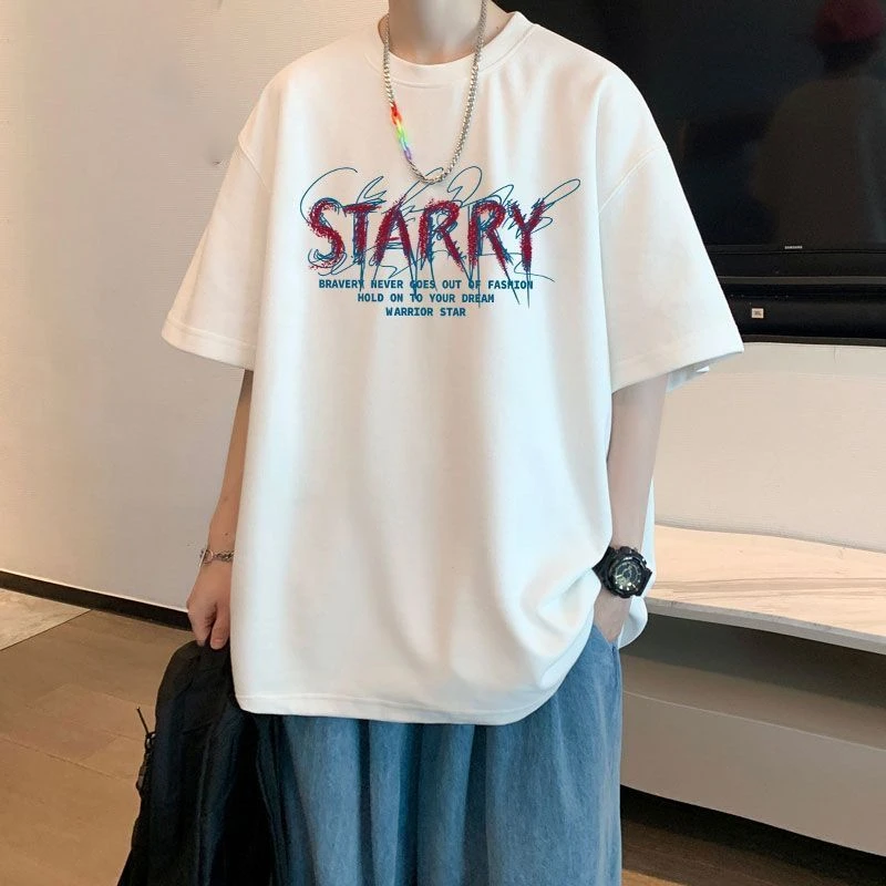 韩版新款学生港风半袖男女t恤上衣潮流短袖宽松T恤夏季ins五分袖