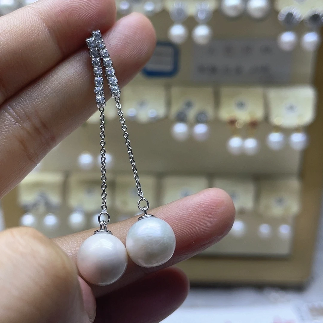 淡水珍珠耳饰银S925镶嵌
