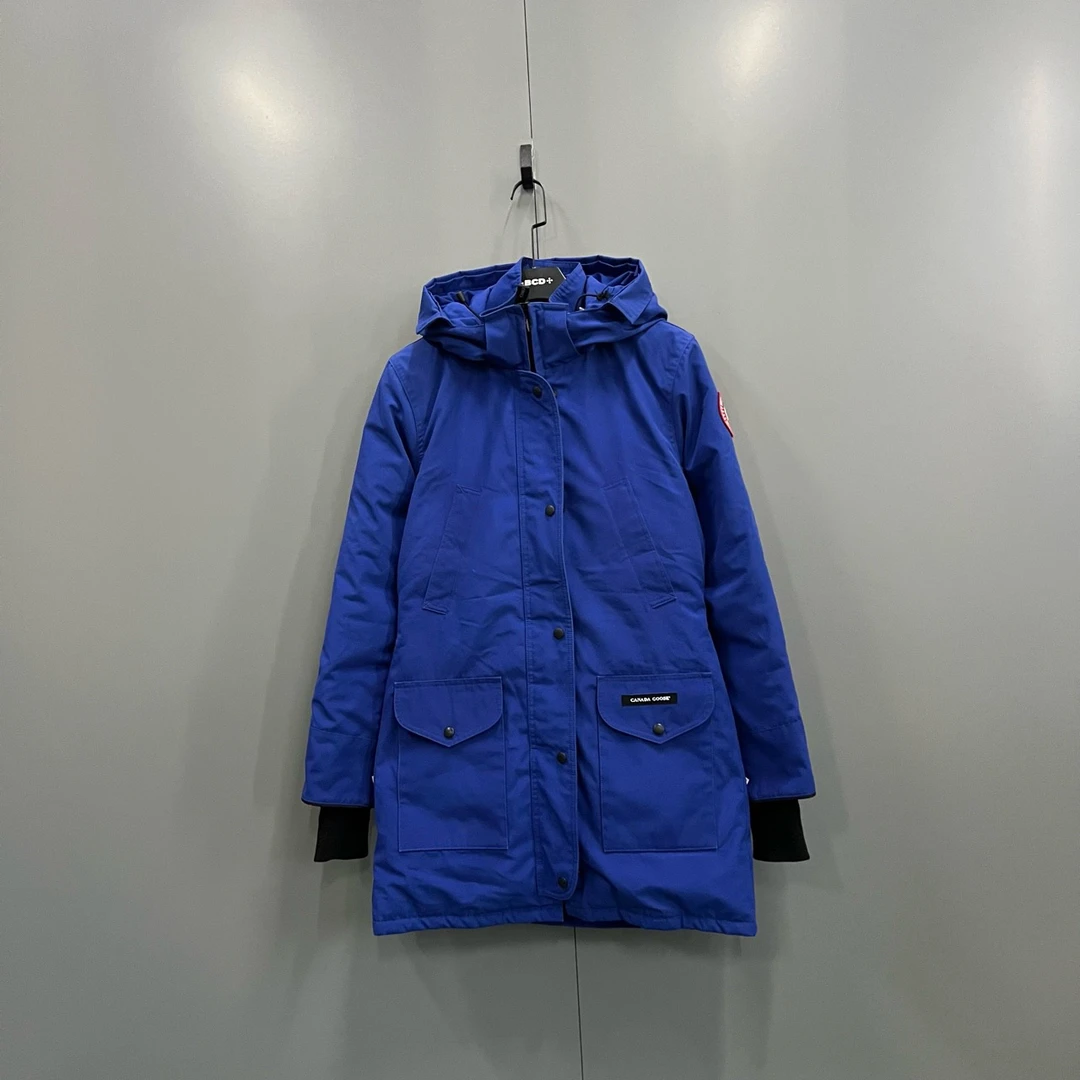 (ll) 【XP】加拿大鹅 蓝色徽标连帽羽绒服 S码/95新/bc013760瑕疵