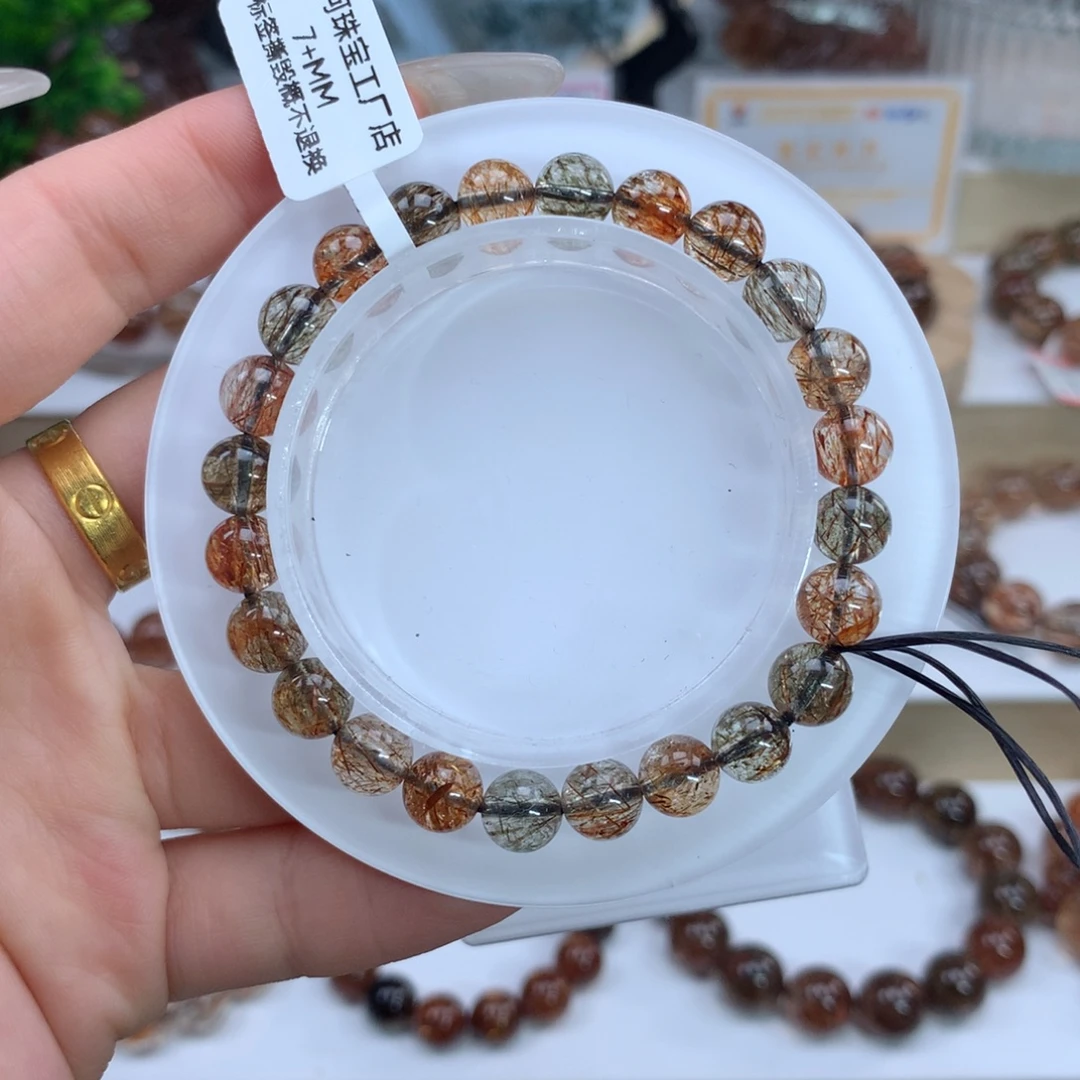 手串水晶未镶嵌黑金超七