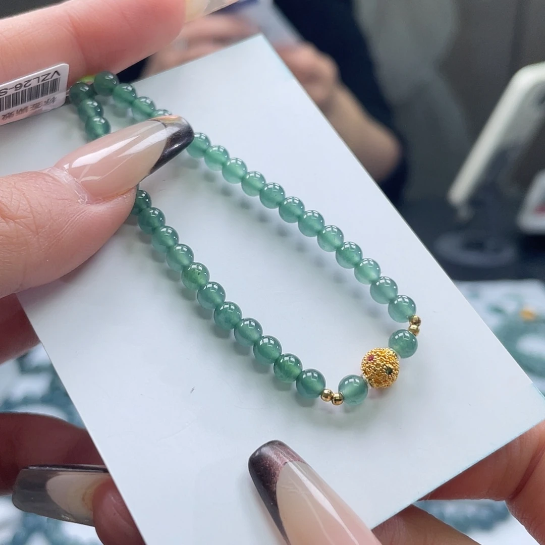 翡翠18K金镶嵌手串