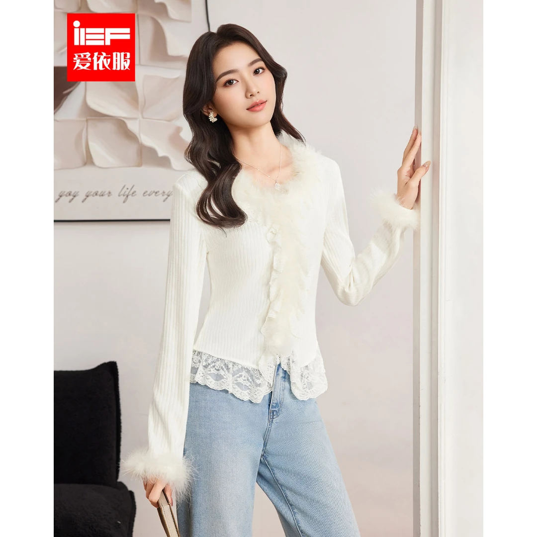 IEF/爱依服2025新款秋季气质温柔优雅时尚百搭针织上衣