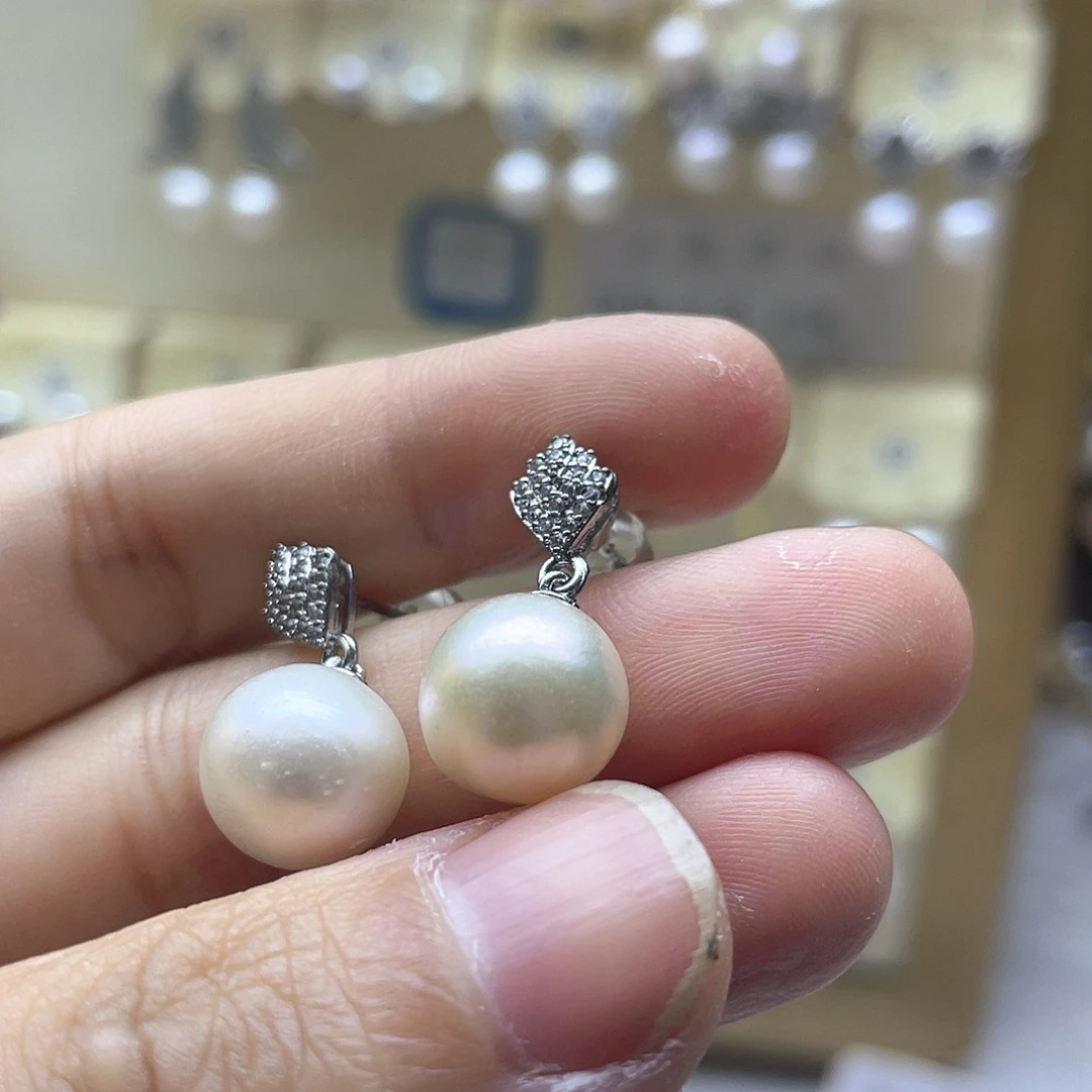 淡水珍珠耳饰银S925镶嵌