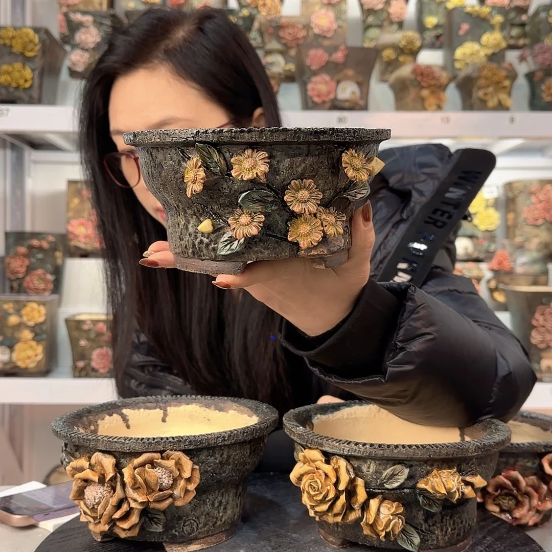 红陶一*猪青默花器花盆