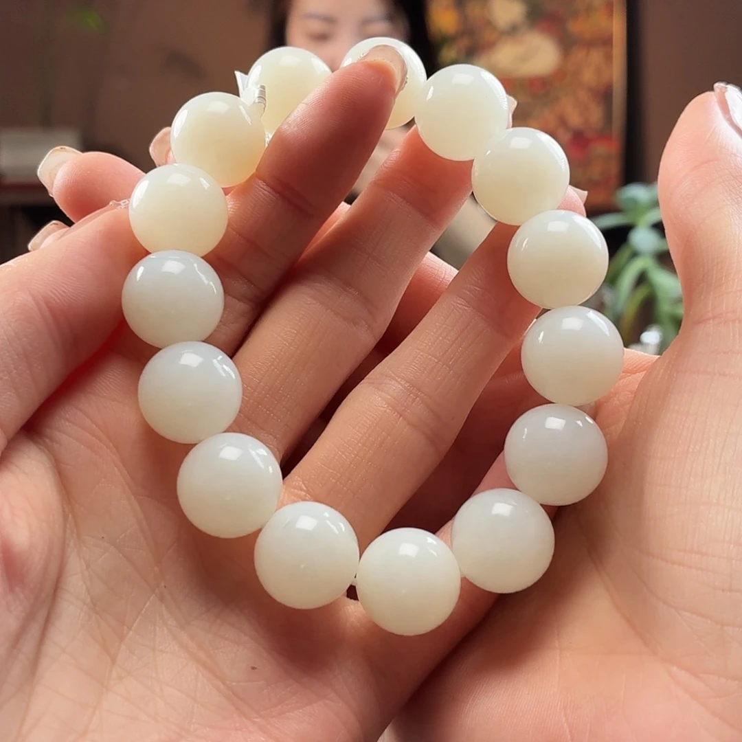 和田玉未镶嵌手串俄芭莎卡15圆珠