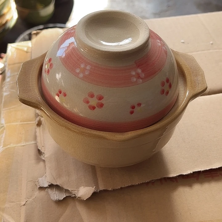 瓷两支土锅13x7cm陶