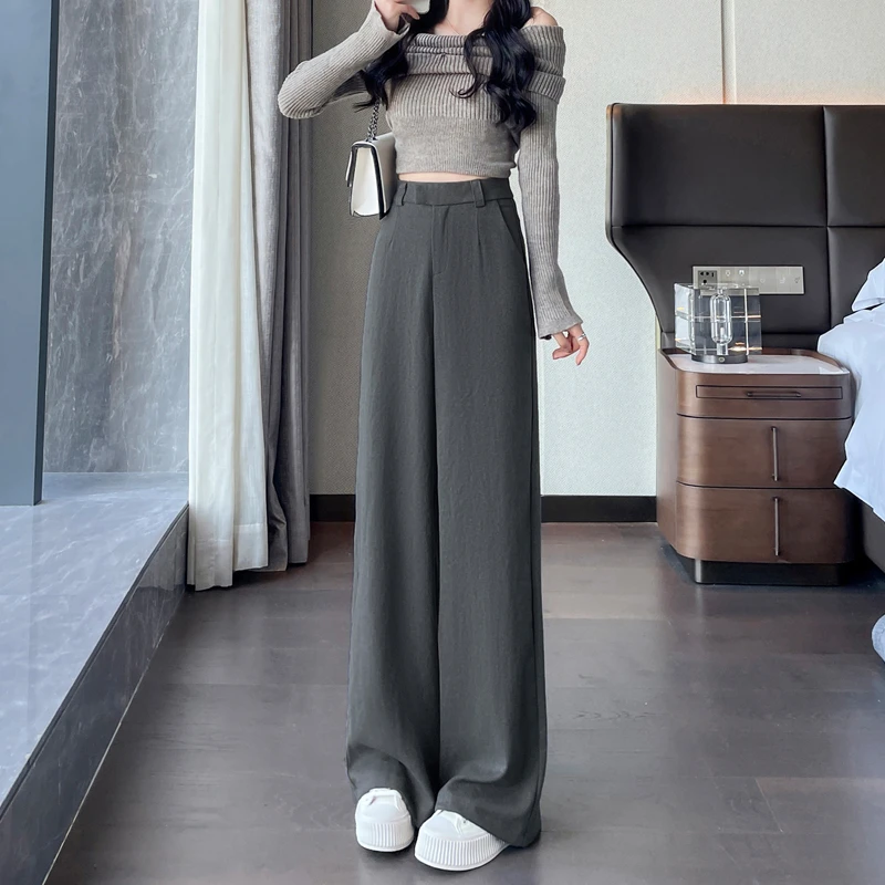西装阔腿裤女春秋季2025新款宽松高腰显瘦垂感显瘦直筒休闲拖地裤