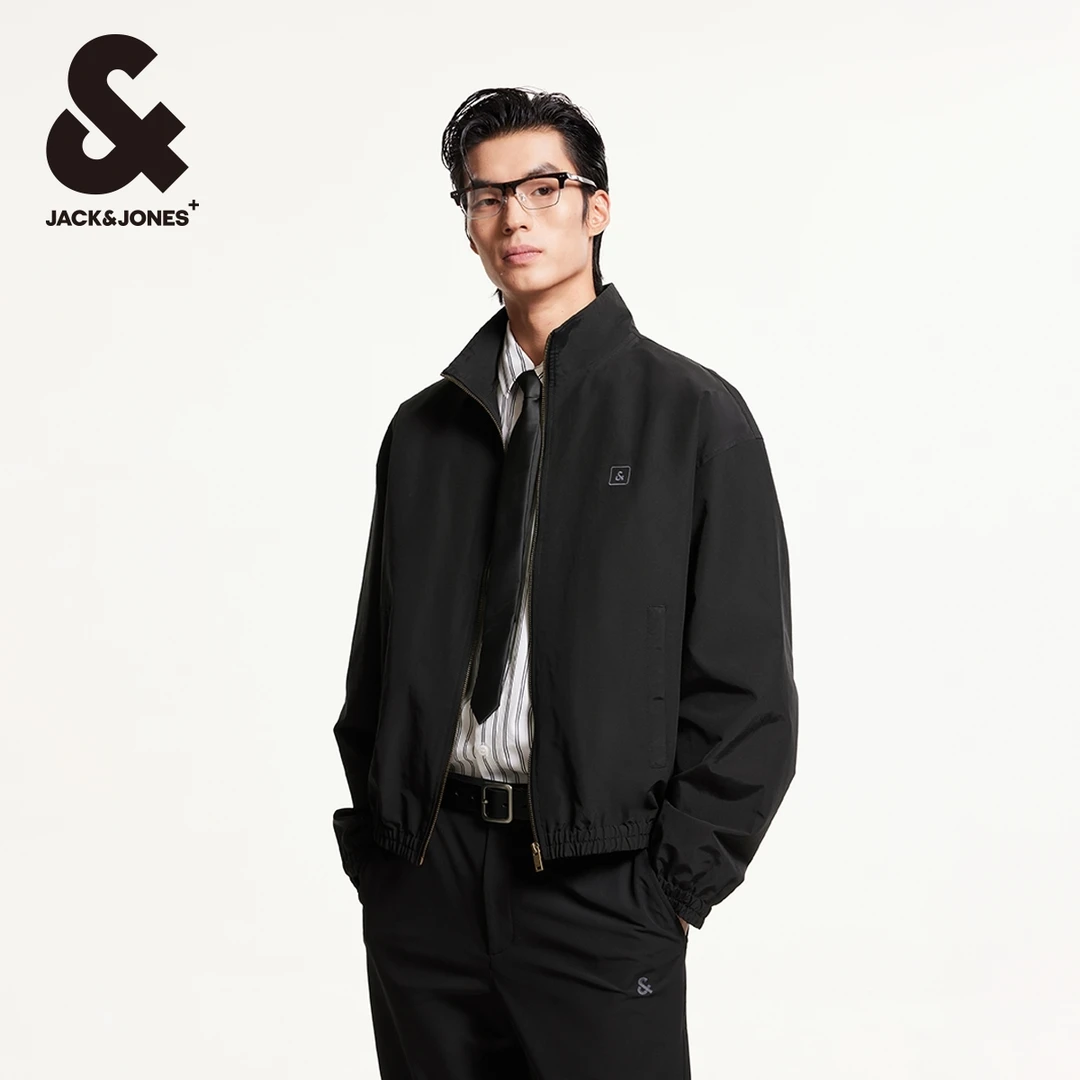 【商场同款】杰克琼斯春季新款舒适刺绣廓形宽松立领夹克外套男款