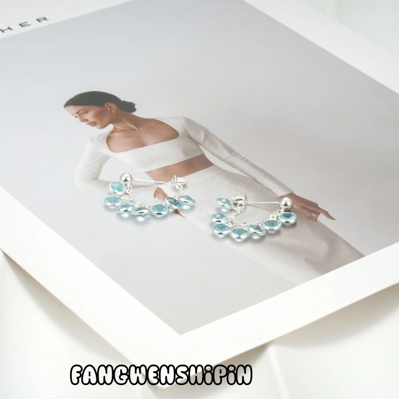 铜合金仿水晶耳饰 耳环轻奢时尚简约小众个性0710