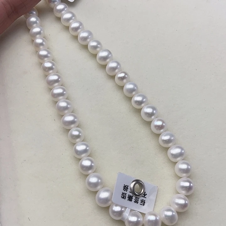 银S925镶嵌淡水珍珠颈饰卡9➕高级丝绸缎面冷白光