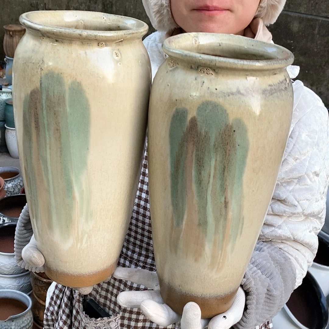 紫砂花盆瑕疵口12高31