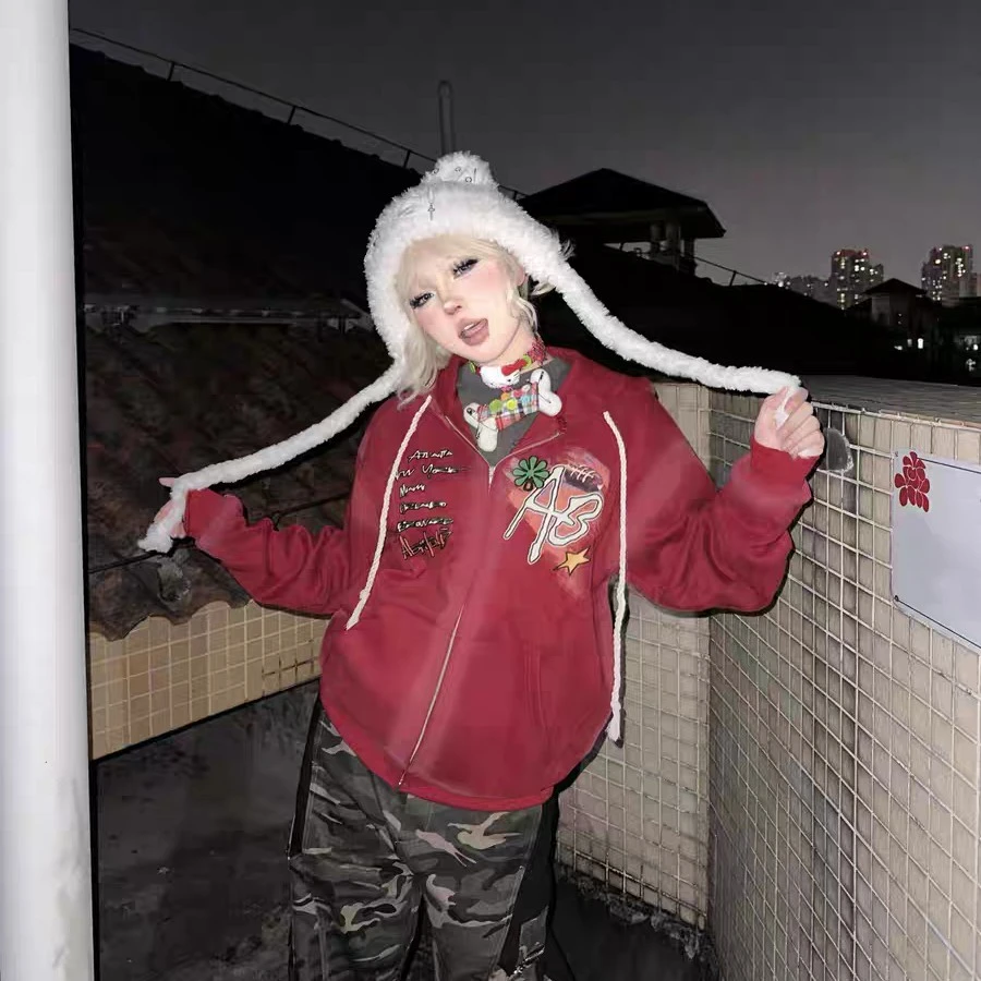 J1-2 美式扎染涂鸦AB字母连帽卫衣