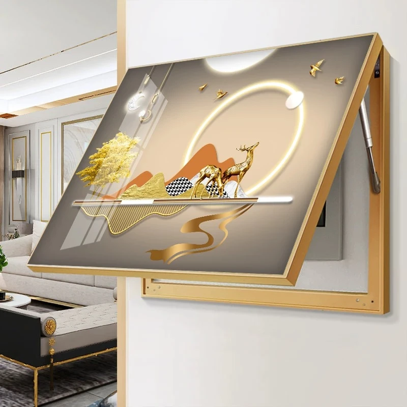 D42轻奢现代电表箱装饰画麋鹿配电箱遮挡箱现代简约开关盒挂画