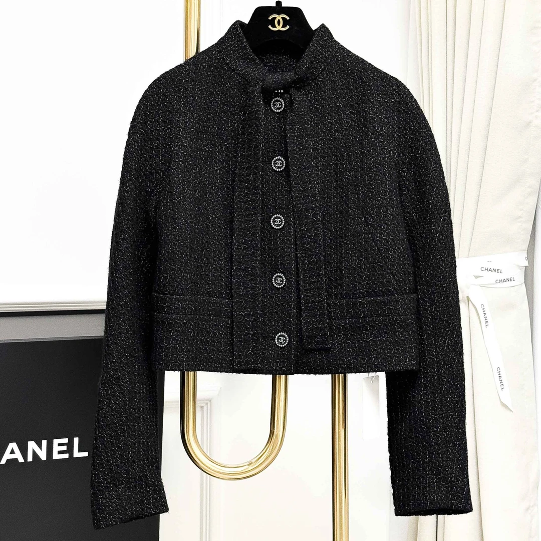 99新 Chanel/香奈儿 36码 黑色 系带 长袖 短款 编织 外套