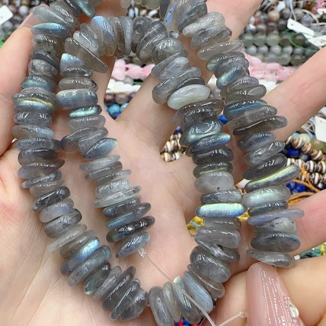 玛瑙/玉髓未镶嵌珠宝半成品灰月光碎石隔片一条卡12