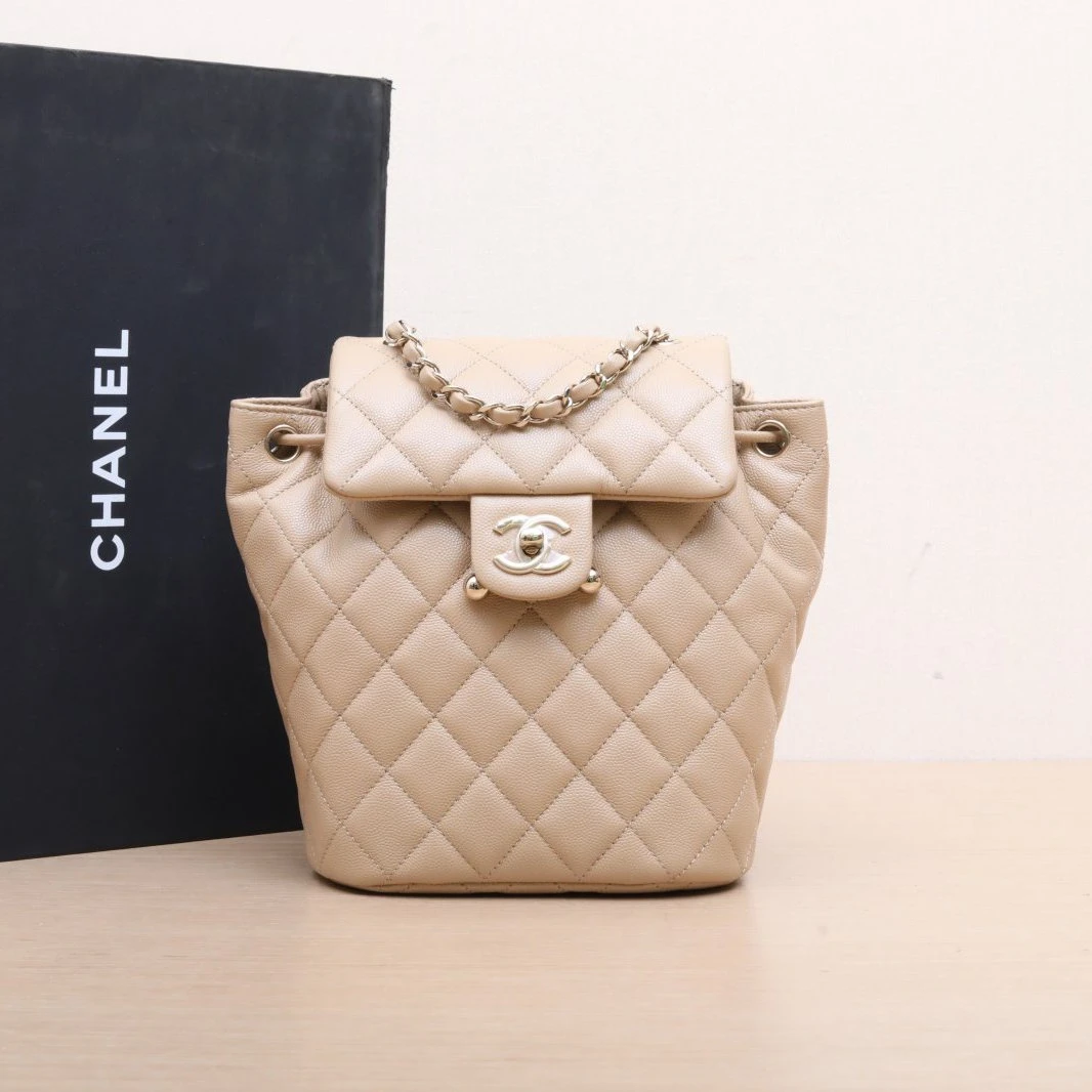 99新 Chanel/香奈儿 【双双】23S 萨尔茨堡双肩包 小号奶茶色芯片