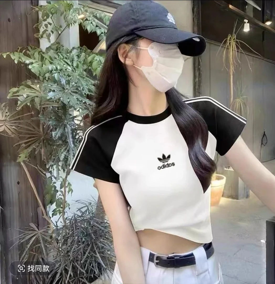 夏季女款修身拼色纯棉短T恤4599